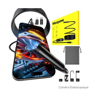 Caméra endoscopique Maxpow Full HD 1920P – Câble semi-rigide 5 m IP67